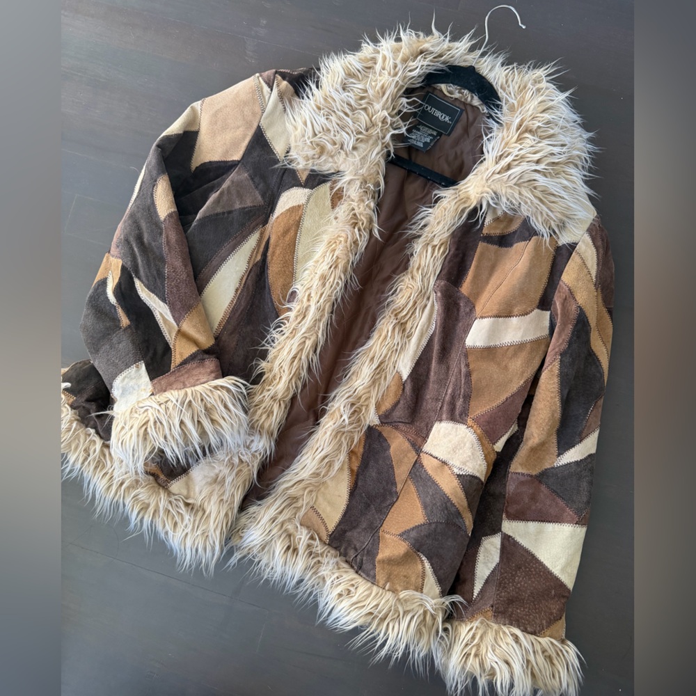 Vintage Y2K GRAIL Outbrook Patchwork Coat Leather Penny Lane Inspired